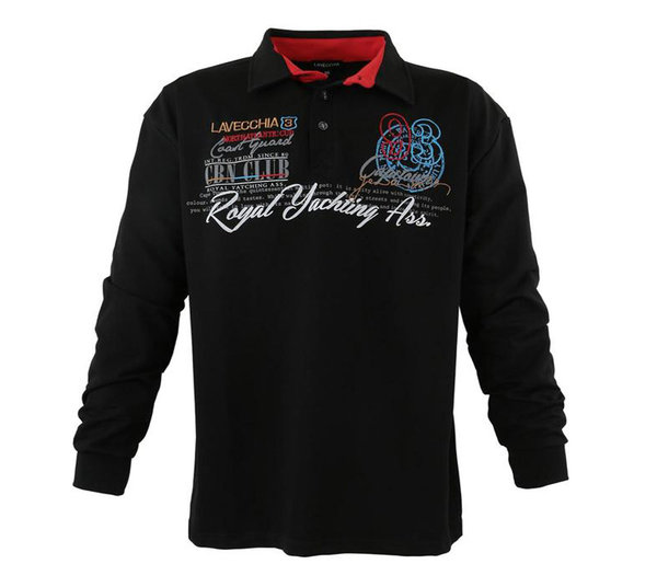 LAVECCHIA Übergrößen Herren Sweatshirt Poloshirt mit Druck schwarz Pullover 3XL bis 8XL LV-2024