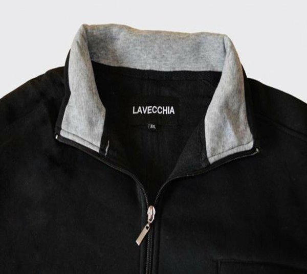 LAVECCHIA Übergrößen Herren Sweatshirt mit Zipper Pullover schwarz 3XL bis 8XL LV-2100