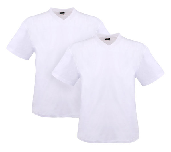 ADAMO T-Shirt Doppelpack V-Ausschnitt weiss 2XL bis 10XL Übergröße 100% Baumwolle